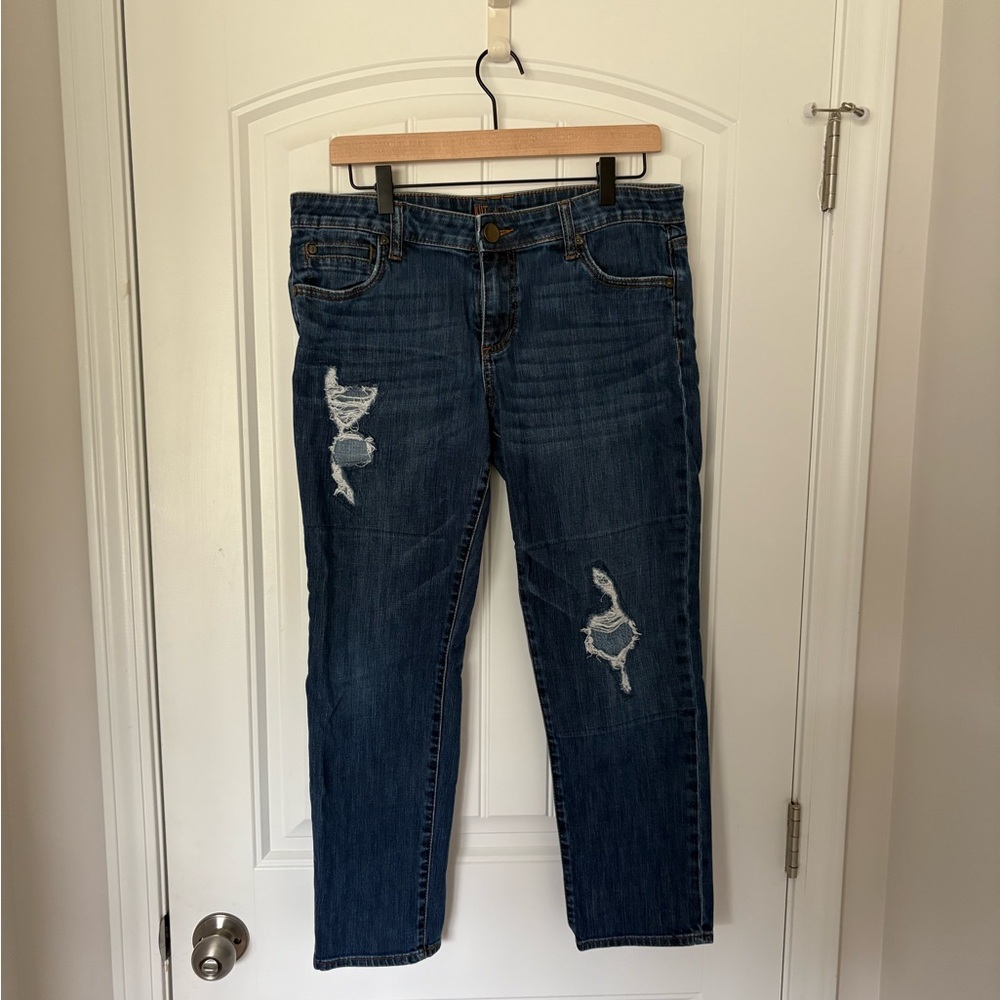Kut from the Kloth Blue Distressed Straight Leg Jeans